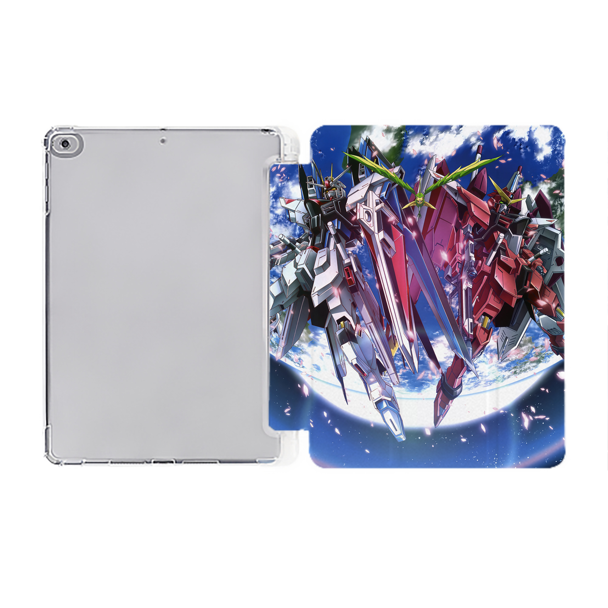（画像用） 機動戦士ガンダム Mobile Suit Gundam IPad ケース ペン収納付き 三つ折りスタンド PUレザー×シリコン 対応機種9.5/10.5/10.9インチ